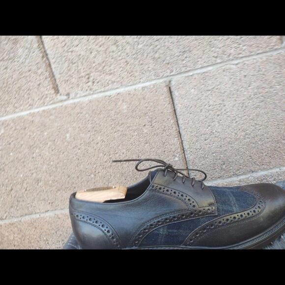 Ermenegildo Zegna Wingtip Oxford Shoes US 9 Brown Leather & Plaid Italy - Picture 7 of 9